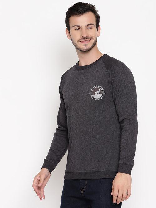 Wolfpack Men Wild Journey Black Solid Sweatshirt