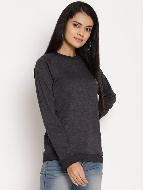 Women Wild Journey Black Solid Sweatshirt