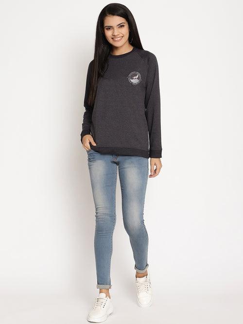 Women Wild Journey Black Solid Sweatshirt