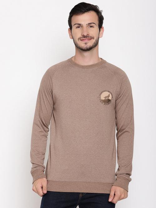 Wolfpack Men Wild Journey Brown Solid Sweatshirt