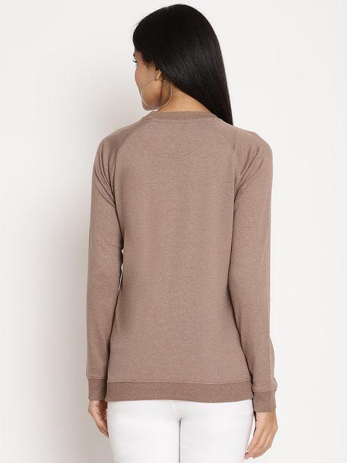 Women Wild Journey Brown Solid Sweatshirt