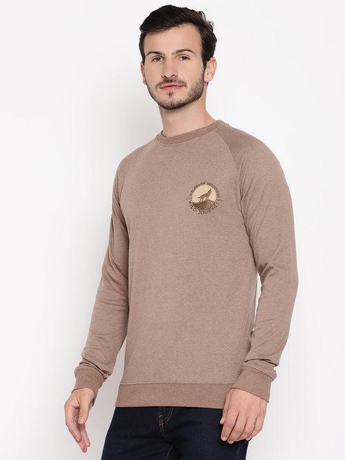 Wolfpack Men Wild Journey Brown Solid Sweatshirt