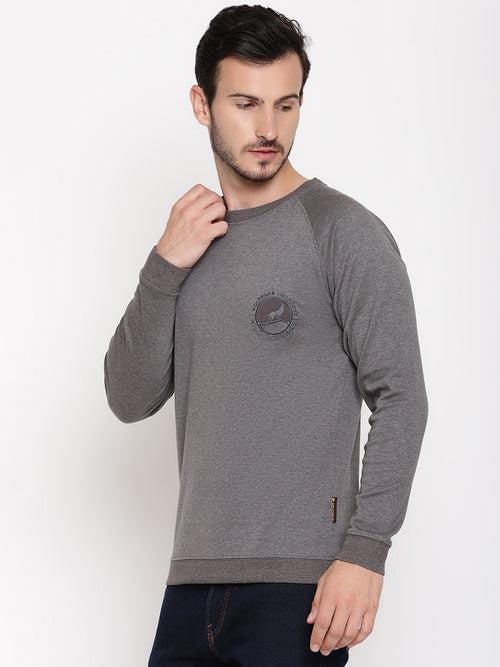 Wolfpack Men Wild Journey Grey Solid Sweatshirt