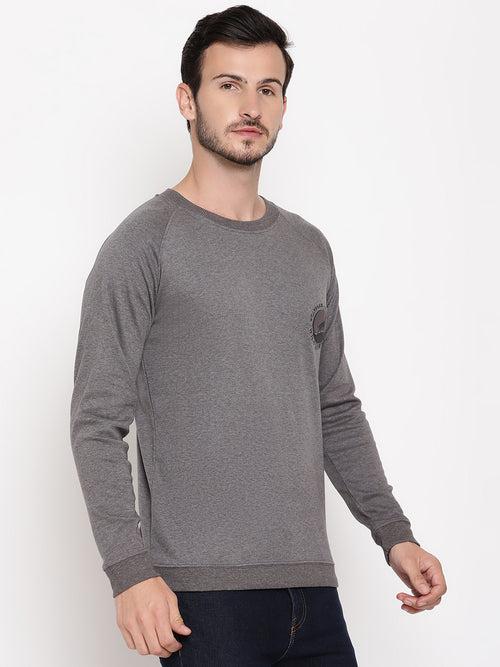 Wolfpack Men Wild Journey Grey Solid Sweatshirt