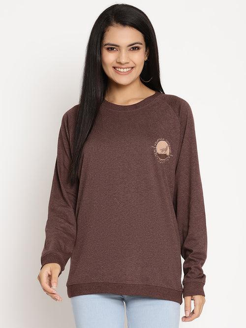 Women Wild Journey Burgundy Solid Sweatshirt