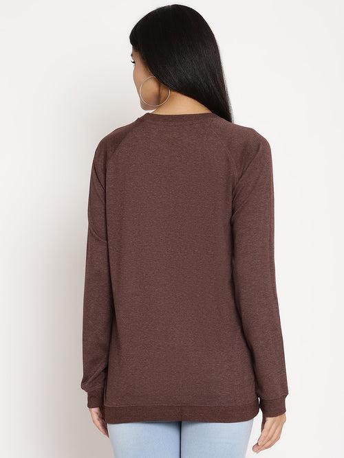 Women Wild Journey Burgundy Solid Sweatshirt