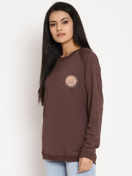 Women Wild Journey Burgundy Solid Sweatshirt