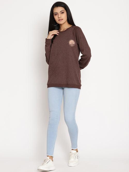 Women Wild Journey Burgundy Solid Sweatshirt