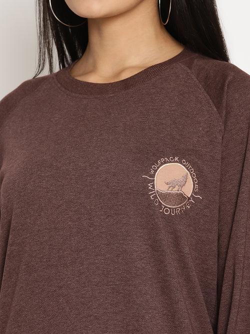 Women Wild Journey Burgundy Solid Sweatshirt