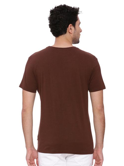 Travel Dream Chocolate Brown Printed Men T-Shirt