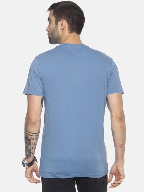 Travel Dream Mid Vel Blue Printed Men T-Shirt