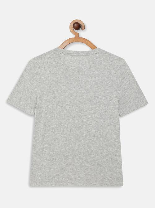 Wolfpack Boys Grey Melange Printed T-Shirt