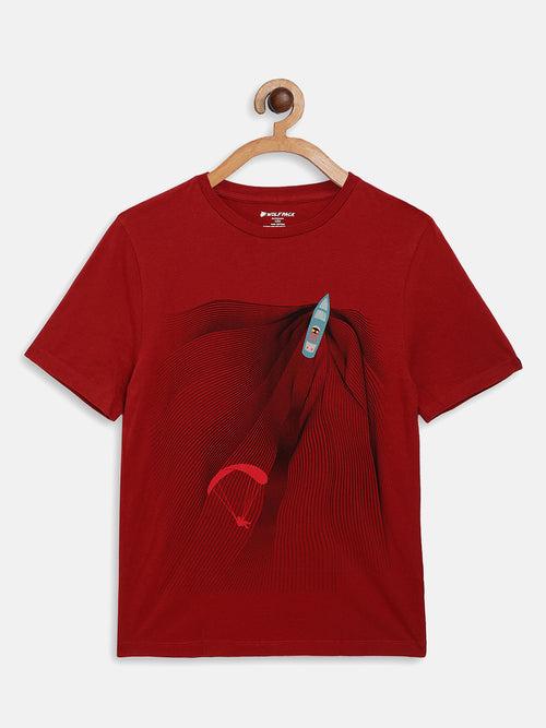 Wolfpack Boys Red Parasailing Printed T-Shirt