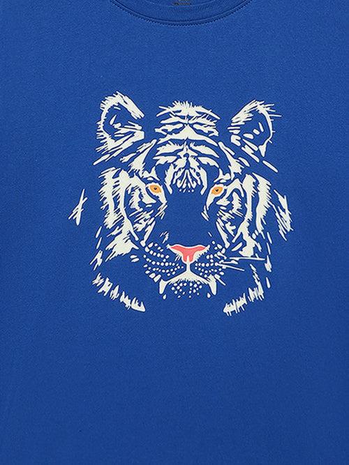 Wolfpack Boys Royal Blue Printed T-Shirt