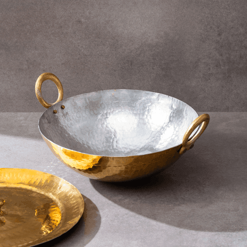 Brass Essentials Combo Set (Brass Roti Tawa, Brass Ghee Pot, Brass Kadhai)