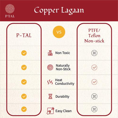 Copper Hammered Lagan - Lagaan for cooking- Naturally non stick , Non Toxic, Teflon Free