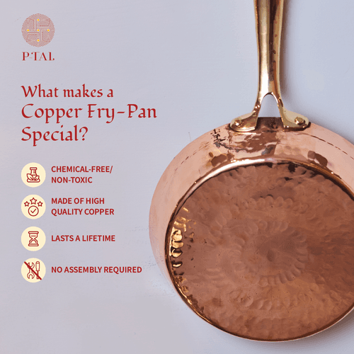 Copper Frypan (Frying Pan) with Brass Handle