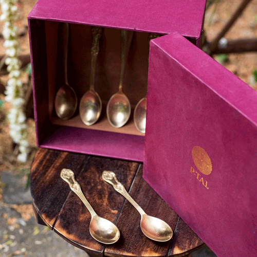 Gift Box of Cutlery (Engraved Brass Forks & Spoons)