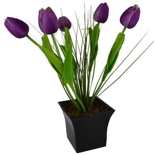 Artificial Flower Tulip Grass with Square Long Pot