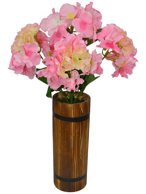 Artificial Flower Hydrenga in Wood Long Pot