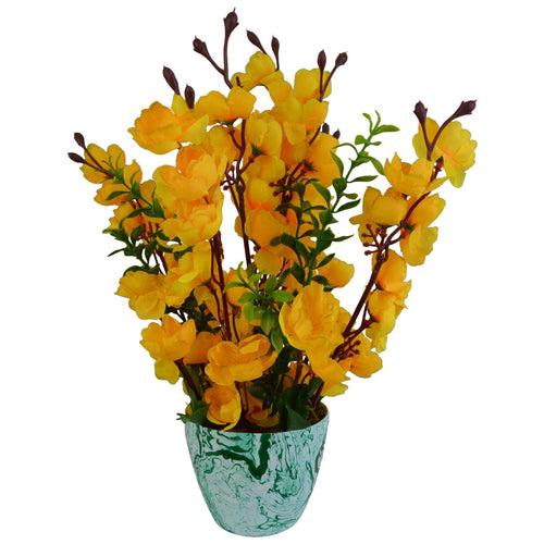 Artificial Blossom Flower Plant Arrangement in Marble Finish Pot (Height : 30 cm)