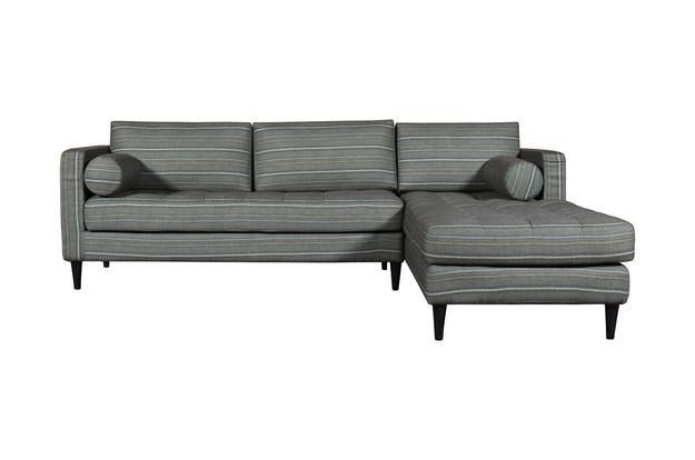 Duraster Diana L-Shape Fabric Sofa (Striped Grey) #91