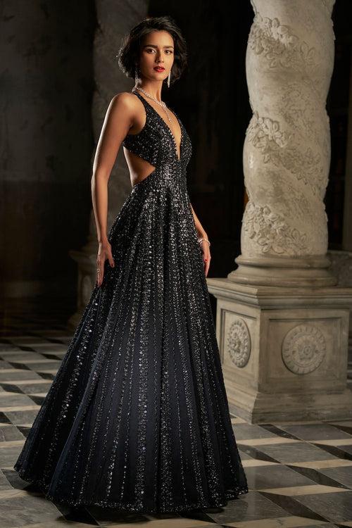 Navy Sequin Gown