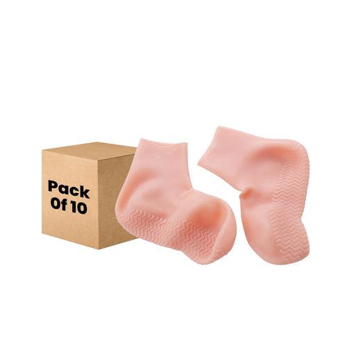 Dr Foot Silicone Socks | Anti Slip Silicone Moisturizing Socks | Dry Cracking Skin | For Both Men & Women | Full Length, Large Size – 1 Pair (Pack of 10)