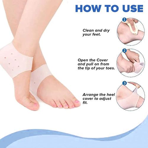 Dr Foot Anti Crack Silicone Gel Heel Pad Socks | For Heel Swelling Pain Relief, Dry Hard, Cracked Heels Repair Cream Foot Care | For Both Men & Women | Half-length - 1 Pair (Free Size) (Pack of 5)