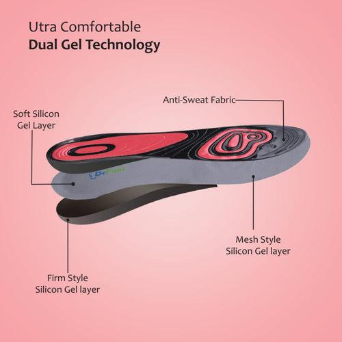 Dr Foot Dual Gel Insoles Anti-Microbial | For Walking, Running, Hiking & Regular Use | All Day Ultra Comfrort & Support & Shock Absorption With Dual Gel Technology | For Women – 1 Pair (Pack of 3)