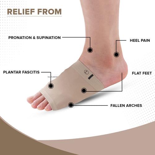 Dr Foot Arch Support Sleeve Cushion | For Plantar Fasciitis, Foot Pain, Muscle Relaxation, Fallen Arches | For Men & Women | Free Size With Beige Color -1 Pair (Pack of 3)