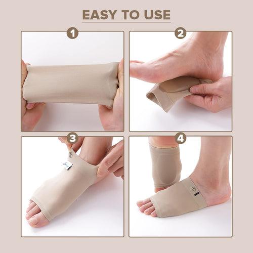 Dr Foot Arch Support Sleeve Cushion | For Plantar Fasciitis, Foot Pain, Muscle Relaxation, Fallen Arches | For Men & Women | Free Size With Beige Color -1 Pair (Pack of 3)