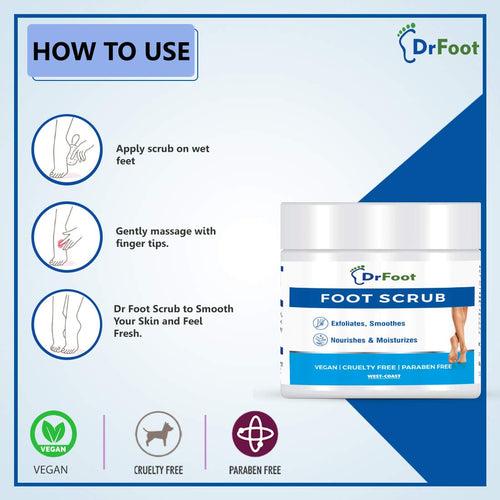 Dr Foot Foot Scrub with Tea Tree, Sweet Almond Oil | Exfoliator Dry Skin Remover, Softens for Thick Cracked Dry Heel Feet | Paraben Free - 100gm (Pack of 10)