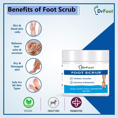 Dr Foot Foot Scrub with Tea Tree, Sweet Almond Oil | Exfoliator Dry Skin Remover, Softens for Thick Cracked Dry Heel Feet | Paraben Free - 100gm (Pack of 10)