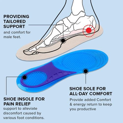 Dr Foot Energizing Comfort with Massaging Gel Insoles | TPE Insoles For Softness And Breathability | Revitalize Your Feet with Comfort and Massage | For Men & Women - 1 Pair - (Large Size)