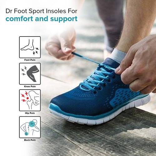 Dr Foot Sport Insole | Support Shock Absorption, Cushioning Sports | Enhance Performance and Comfort for Running, Hiking, Working | Fits Running Shoes | For Men & Women - 1 Pair (Medium Size)