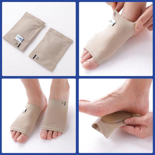 Dr Foot Arch Support Sleeve Cushion | For Plantar Fasciitis, Foot Pain, Muscle Relaxation, Fallen Arches | For Men & Women | Free Size With Beige Color -1 Pair (Pack of 3)