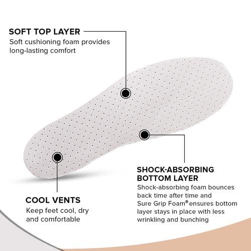 Dr Foot Double Air Pillow Insoles | Dual Layer Cushioning for Superior Foot Comfort | Double Sided Latex Foam For Breathability and Comfortable, Dry Feet | For Men & Women - 1 Pair - (Large Size)