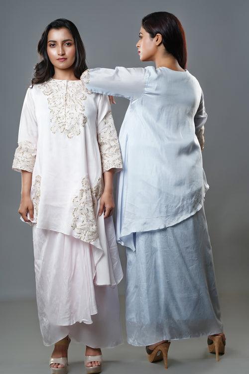 Embellished Top with Dhoti-Pattered Skirt - 1409