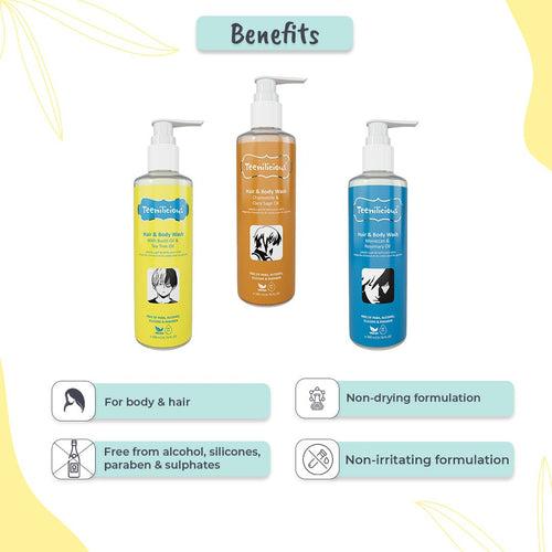 Teenilicious Hair And Body Wash Kit 600ml - All In One Hair & Body Wash Combo