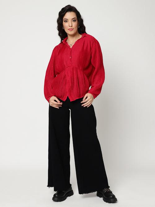 Self Pleated Stylish Shirt Top