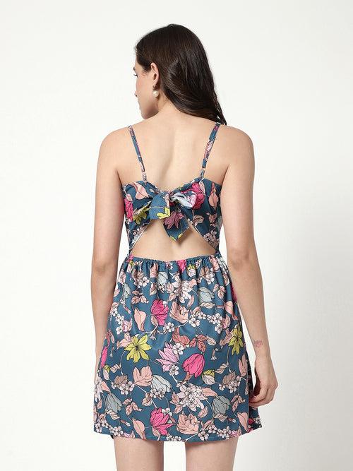 Floral Digital Printed Strappy Dress