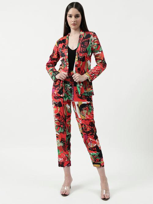 Picasso Digital Printed Blazer With Matching Pant Set