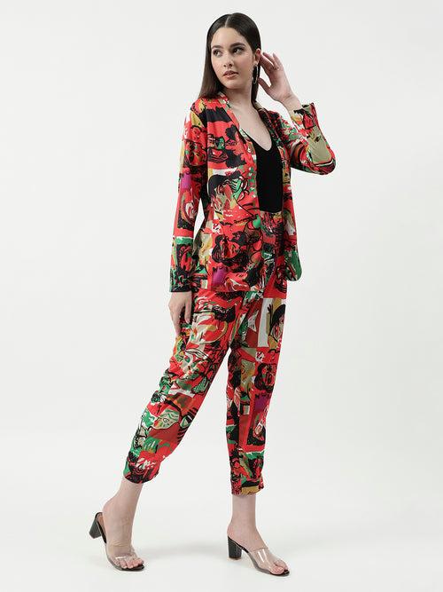 Picasso Digital Printed Blazer With Matching Pant Set