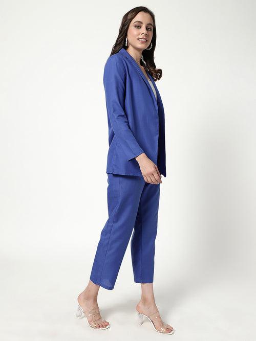 Solid Bright Colored Blazer With Pant Set