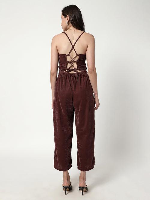 Solid Velvet Jumpsuit