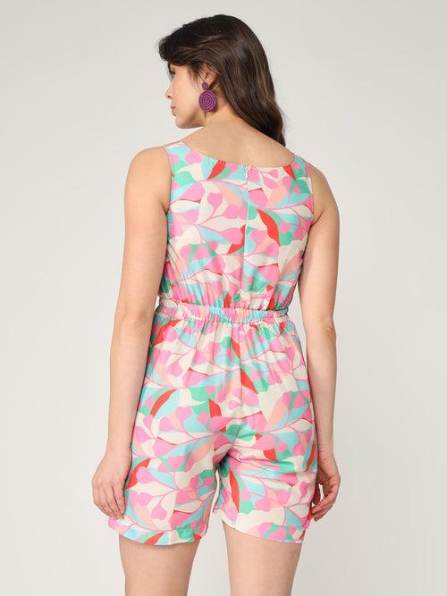 Abstract Digital Printed Strappy Playsuit