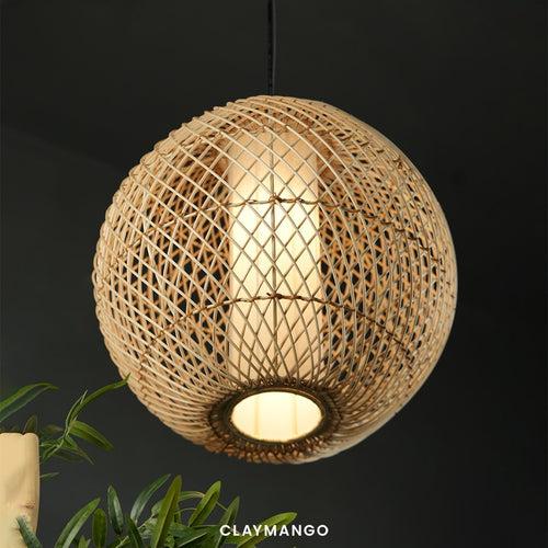 Kanduka 2.0 : Unique handmade Woven Hanging Pendant Light, Natural/Cane Pendant Light for Home restaurants and offices.