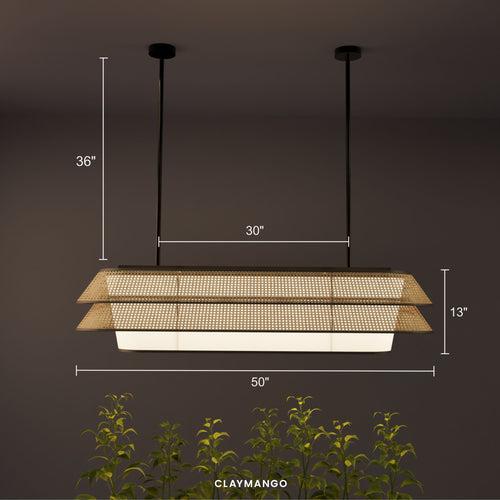 Voyage Linear - Industrial Pendant lamp with Natural bamboo mesh for Home, restaurants and offices.