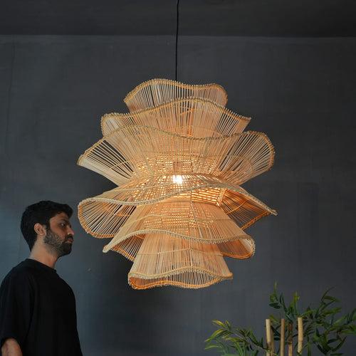 Canyon : Unique handmade Woven Hanging Pendant Light, Natural/Cane Pendant Light for Home restaurants and offices.